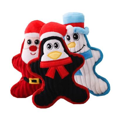 China 2021 Wholesale Sales Christmas Dog Stuffed Plush Toy Santa Snowman Penguin Dog Holiday Viable Toys for sale