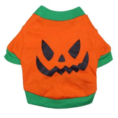 China Viable Halloween Pet Puppy Apparel Cotton Pumpkin Orange Dog Apparel For Small Medium Large Dog for sale