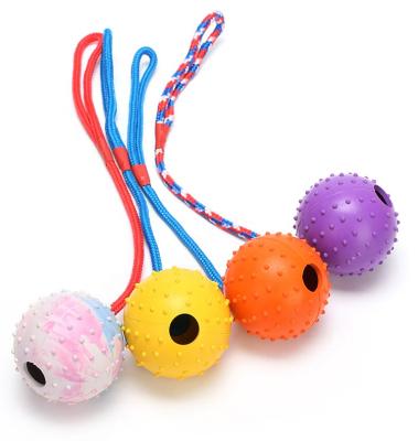 China Sustainable Interactive Dog Toy Ball On A Lasting Effort Chewing Rope Reward Chew Tug Dog Toy for sale