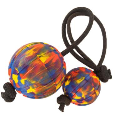 China NEW Durable Camouflage EVA Foam Pet Chew Dog Ball On Rope For Play Training for sale