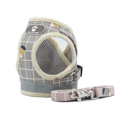 China Reflective Cute Plaid Pet Harness Vest With Leash For Medium Small Dog for sale