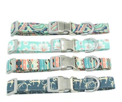 China Personalized Custom Adjustable Printing Polyester Dog Collar Pet Collars With Safety Locking Buckle for sale