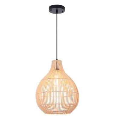 China Modern Bamboo Chandelier 1 Light Woven Small Pendant Hanging Lamp For Dining Room Kitchen Bedroom Foyer for sale