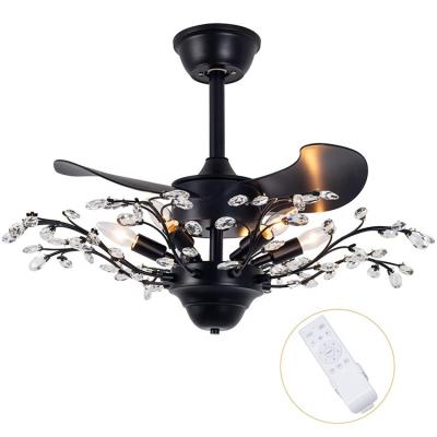 China Modern Stylish Chandelier Fan Branches Crystal Ceiling Fan , Remote Control Fandelier Ceiling Fan Light for sale