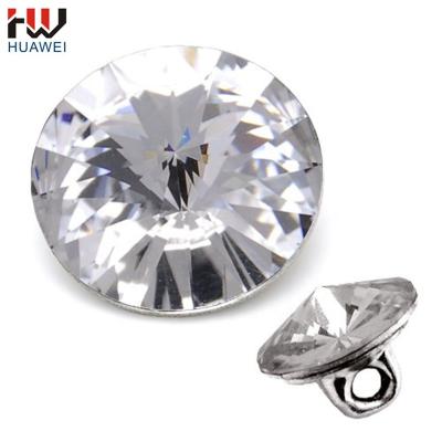 China Washable Clear Rhinestone Decoration 14mm Crystal Rhinestone Shank Buttons Silver Satellite Seam for sale