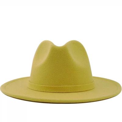 China 2021 New Plush Plush Fedora Jazz Brim Fashion Wool Felt Wide Brim Hat for sale