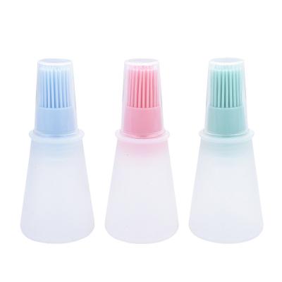 China Wholesale Heat Resistant Easily Cleaned Silicone Grill Oil Bottle BBQ Basting Brush With Cap for sale