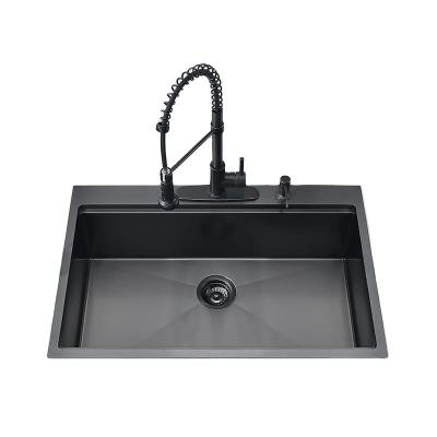 China Without Faucet JDOOR 2021 High Quality Black 201 304 Stainless Steel Brushed Single Bowl Thickness Optional Kitchen Sink for sale