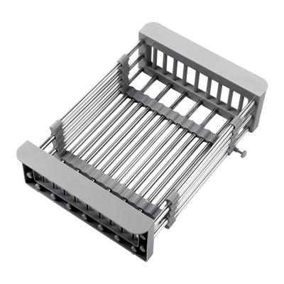 China Minimalist Adjustable Dish Drying Rack Stainless Steel Dish Drainer Sink Dish Drying Rack for sale