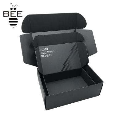 China Recycled Materials OEM Black Color Mailer Box For Cosmetic Product, Shoes Black Corrugated Cardboard Box Packaging for sale