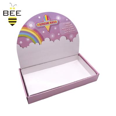 China Desktop Recyclable Cute Counter Cardboard Design Display Nail Polish Cosmetic Display Boxes for sale