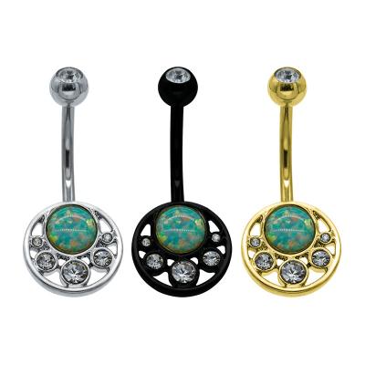 China Crystal and Opal Belly Jewelry 2022 Women Stainless Steel Body Jewelry Opal Design Belly Ring Jewelry Crystals New Arrivals for sale