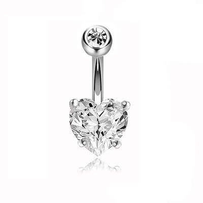 China 2021 Most Popular Products Zircon Heart Belly Button Ring CLASSIC Piercing Jewelry for sale