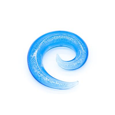 China Straw Glass Chunky Spiral Circle Earrings Jewelry Fashion Spiral Earring Light Blue Color Ear Gauges Jewelry for sale