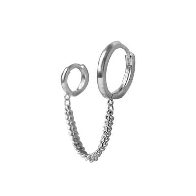 China Double Hoops Earrings Hot Selling Products Stainless Steel Hoop Earrings Double Chain and Silver for sale