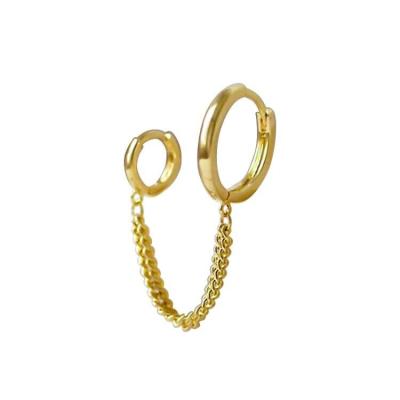 China Double Chain Hoops Earrings Double Chain And Gold Plated Stainless Steel Women Hoop Earrings for sale