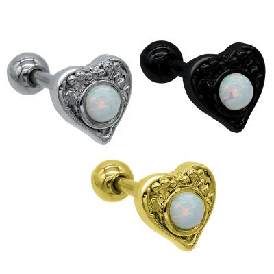 China Love Heart Gems Love Heart Gems Daith Cartilage Helix Tragus Ear Piercing Shiny Opal Piercing Jewelry for sale