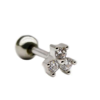 China Shiny Cubic Zirconia Ear Piercing Body Piercing Jewelry Steel Color 16ga 18ga Shiny Clear Cubic Zirconia Wholesale for sale