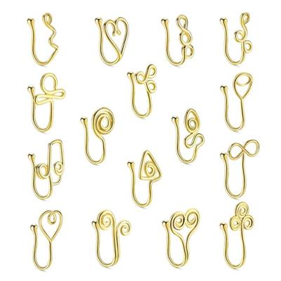 China FASHIONABLE silver and gold many types jewelry copper piercing nose cuffs non piercing nose rings for sale