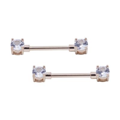 China Rose Gold Barbells Nipple Ring Top Nipple Piercing Jewelry Surgical Polish Sex Straight Silver Steel Nipple 14G for sale