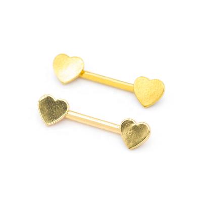 China CLASSIC Surgical Steel Gold Plated Nipple Rings Double Love Heart Body Fine Design Jewelry for sale