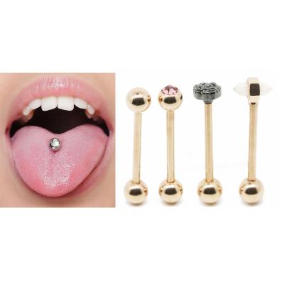 China Colorful Tongue Piercing Opal Piercing Bar Barbell Internally Sexy Cool Unique Custom Made Threaded Tongue Ring Body Jewelry for sale