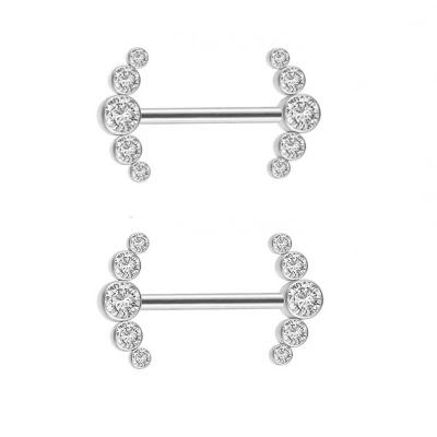 China Internal Nipple Shield CZ 5 Stone Nipple Ring Titanium Wire Piercing Jewelry with 5 CZ Stones for sale