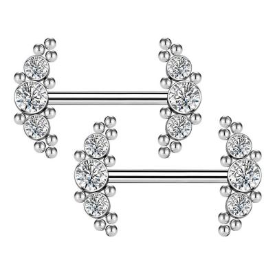 China CLASSIC High Quality Titanium Jewelry Internally Threaded Nipple Rings With CZ for sale