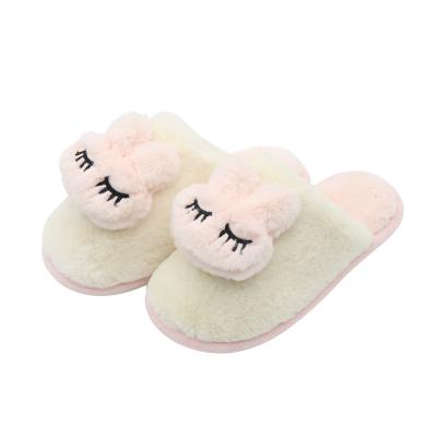 China Fashion Trend Manufacturer Wholesale Anti-slip fashional lovely rabbit fur winter couple family Slippers with Customized Size for sale