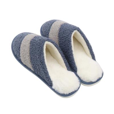 China Fashion Trend New Design HOT Selling Striped plush slippers for men and women warm slippers for home comfort POLYESTER Fur upper and insole for sale