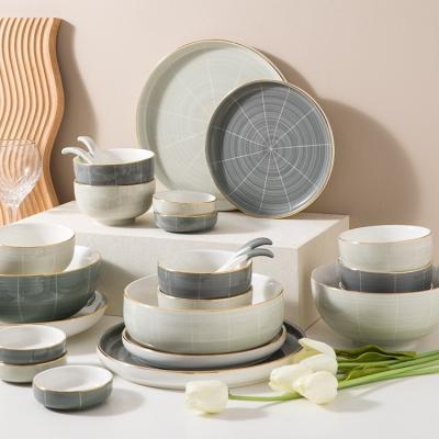 China Stocked piatti 28pcs Dinner Set Porcelain Nordic Elegant Dishes Sets Dinnerware For 6 Person for sale