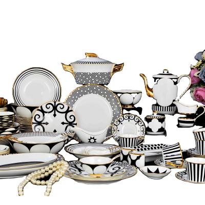 China Stocked Fine Bone China 70pcs Dinner Set Top Quality Luxury Table Set For 6 Person Used for sale