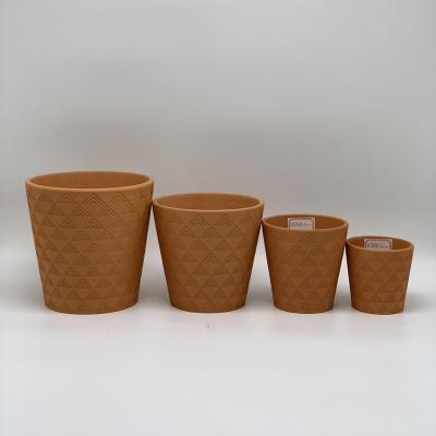 China CLASSIC Terracotta Home Garden Flower Pots Emboss Caly Flower Pots Planters for sale