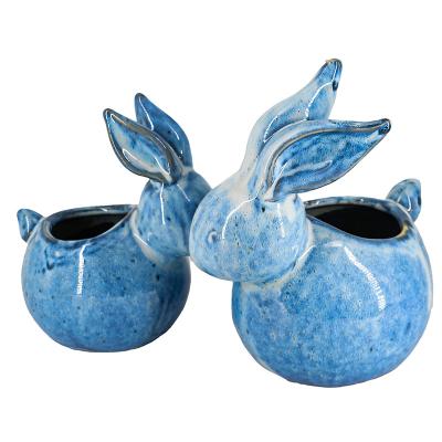 China Hand Painting New Design Rabbit Ceramic Candlesticks Holder Ceramic Tealight Holders for sale