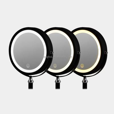 China Hot Selling Style Lit Fashion Design Detachable LED Dimming Cute Round Desktop Makeup Mirror for sale