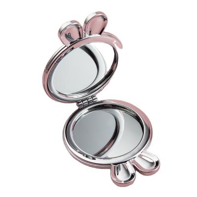 China Cute cartoon hand-held cosmetic small mirror PU double-sided folding mirror mini INS pocket personalized mini mirror for sale