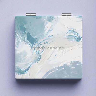 China Hot Selling Magnifying Mirrors Portable Folded Compact Free Samples Customized Logo Pocket Travel Makeup Pocket Mini Mirror Leather for sale