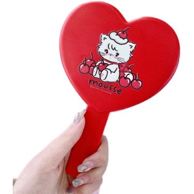 China RTS factory customized new heart magnifying portable beauty makeup mirror handle mirror can be LOGO customized handheld mirrors for sale