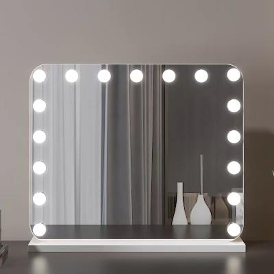 China HOT SALES lighted wholesale 3color table lights make up mirrors big Hollywood styles LED lighted vanity mirror for makeup desk for sale