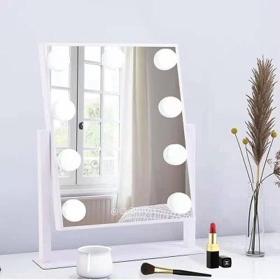 China Amazon LED Mirror Hollywood Style Office Mirror 8/10 Bulbs Wall Mirror Wood Base Touch Lighted Hot Selling High Quality Switch for sale