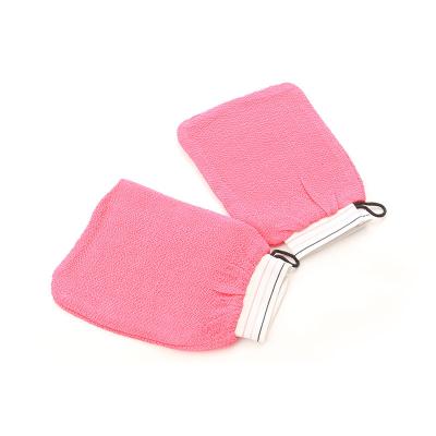 China EXFOLIATE China Textile Factory Supply 300d Double 100% Viscose Weave Fabric Exfoliating Back Scrubber Bath Cleaning Glove for sale