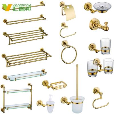 China Sustainable Gold Modern Bath Room Luxury Bathroom Accessories Sets With Toilet Brush for sale