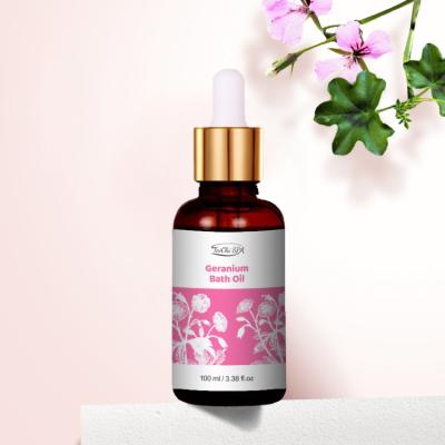 China Moisturize 2021 Hot Top Quality Natural Skin Care Geranium Bath Oil 100ml OEM/ODM Pure Natural Therapeutic Grade for sale