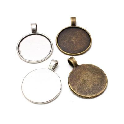 China Cameo Cabochons Jewelry Making Pendant Base Tray Bezel Fit DIY 25mm CLASSIC Antique Bronze Necklace Setting 25mm for sale