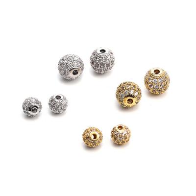 China 10pc/set DIY Jewelry Accessories 6mm 8mm FASHIONABLE Gold Plated Copper Zircon Micro Inlay Bead for sale