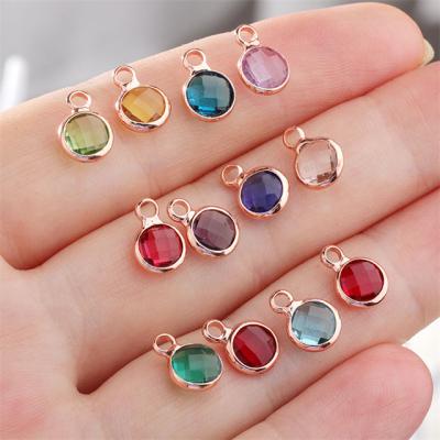 China Wholesale CLASSIC 6mm Rose Glod Plated Birthstone Charms for Jewelry Making DIY Bracelet Necklace Pendants for sale