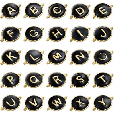 China FASHIONABLE Black White Connectors A-Z Letter Enamel Charms For Jewelry Making Bracelet Necklace Pendant for sale