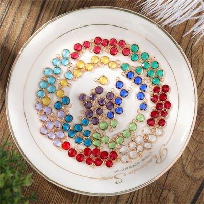 China CLASSIC Cute 10pcs Gold Pendants For Diy Jewelry Making 6mm Crystal Birthstone Charms Accessories for sale