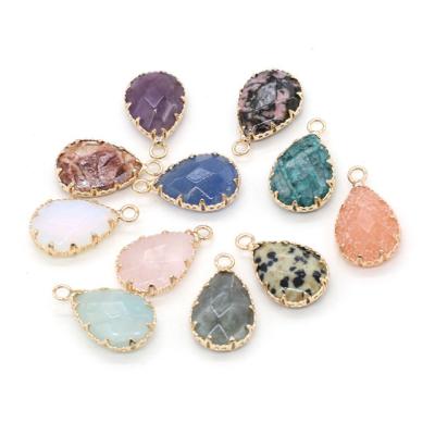 China FASHIONABLE Wholesale Natural Stone Rose Crystal Opal Water Drop Charms For Jewelry Making DIY Necklace Pendant for sale