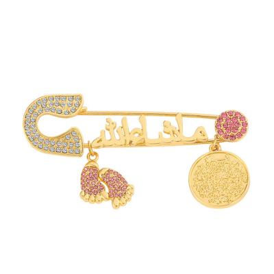 China Fashion Cartoon Small Gold Plated Geometric Foot Colored Crystal Matching Brooch Pins Jewelry for sale